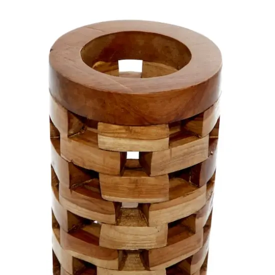 Brown Teak Wood Contemporary Style Vase, 16" x 6" x 6" {4}