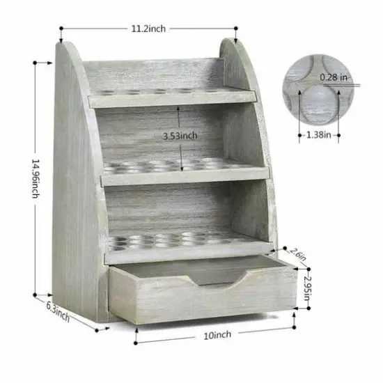 NEX&trade; 15" Essential Oils 45-Slot Storage Rack Medium Gray {4}