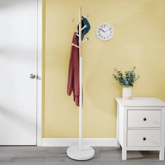 Honey Can Do 69.3" White Freestanding Corner Coat Rack  {3}