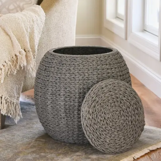 Household Essentials 19" Woven Storage End Table Gray {4}
