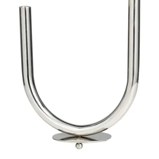 14" Silver Stainless Steel Abstract U-Shaped Candelabra {5}