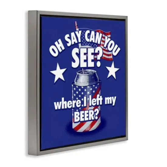 Stupell Industries Funny Patriotic Beer Floater Framed Art Gray {4}
