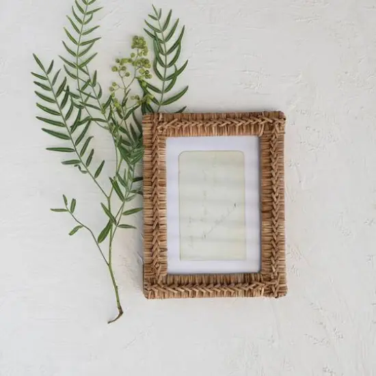 Hello Honey&reg; Natural Boho Handwoven Rattan 5" x 7" Photo Frame {4}