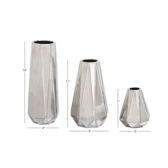 CosmoLiving by Cosmopolitan Silver Stoneware Glam Vase Set {5}