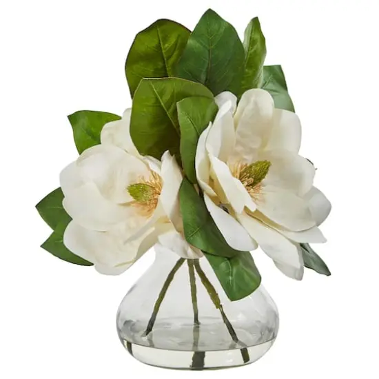 Magnolia Artificial Arrangement in Glass Vase {4}