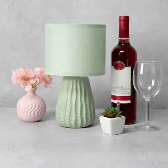 Simple Designs 11" Mini Ceramic Pastel Table Lamp Sage Green {6}