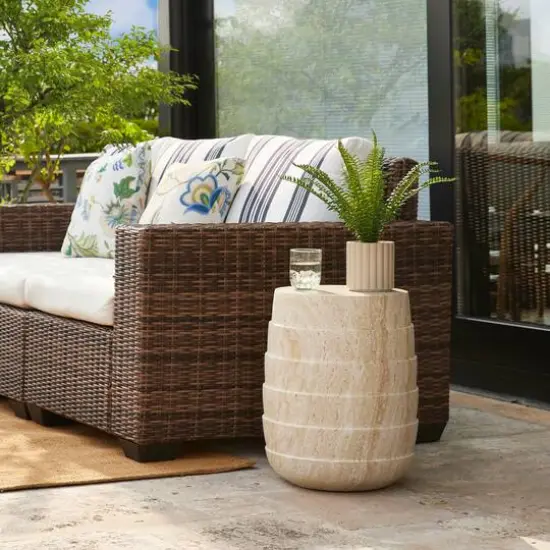 Glitzhome&reg; 18.5" Multi-Functional Faux Travertine Garden Stool {8}