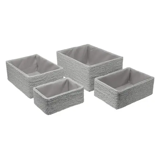 Sorbus 4-Piece Woven Rope Basket Set Gray {1}