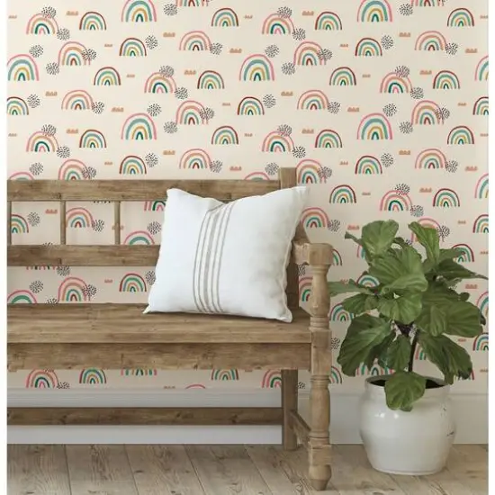 RoomMates Rainbow's End Peel & Stick Wallpaper Pink and Taupe {6}