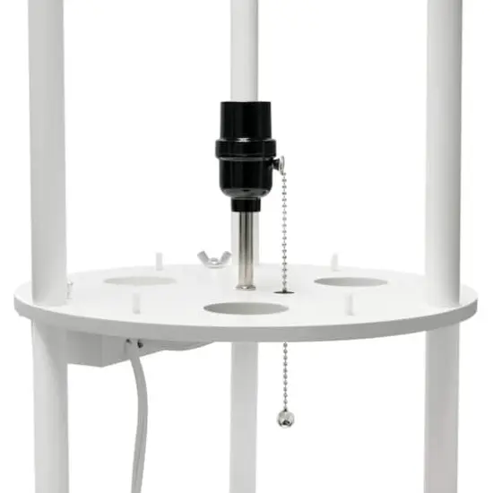 Simple Designs&trade; 62.5" Round Floor Lamp with 2 USB Ports and 1 Outlet White {10}