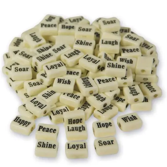 S&S&reg; Worldwide White Inspiring Word Plastic Beads, 13mm {1}