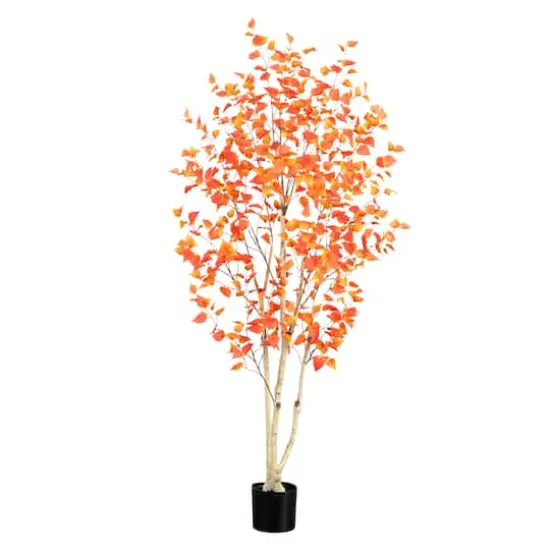 7ft. Potted Artificial Autumn Birch Tree {1}