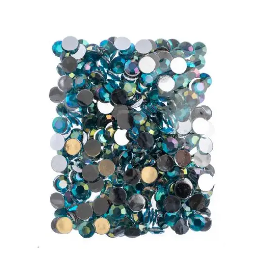 John Bead 12mm Acrylic Round Flat Back Rhinestones, 400ct. Turquoise AB {4}