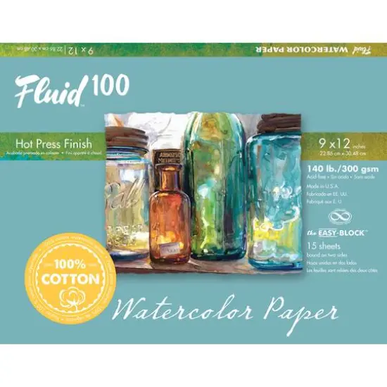 Global Art Fluid 100&trade; Hot Press Watercolor Paper Block {1}
