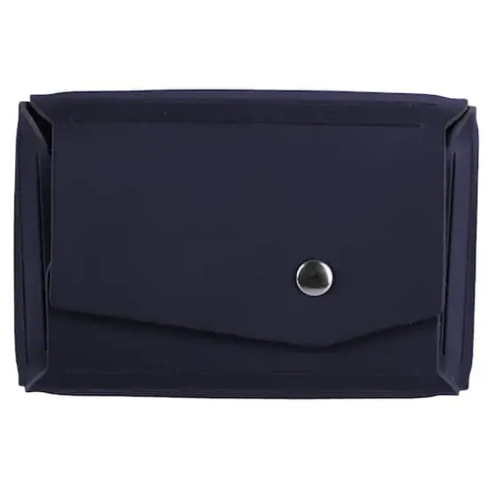  JAM Paper Italian Leather Business Card Holder Case with Angular FlapNavy Blue {1}