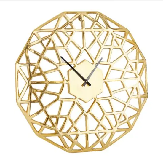 24" Contemporary Abstract Wall Clock Gold {3}
