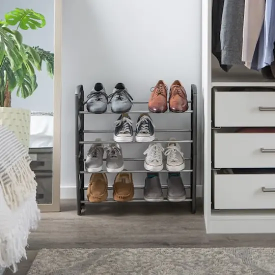 Simplify 12-Pair Stackable Shoe Caddy Rack {3}