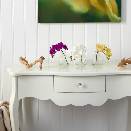 9" Orchid Arrangement in Glass Vase Set {6}