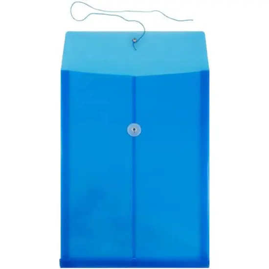 JAM Paper Legal Size Plastic Envelopes with Button & String Tie Closure, 12ct. Blue {4}