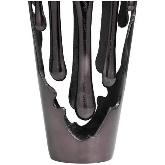 15" Black Aluminum Drip Vase with Melting Designed Body {4}
