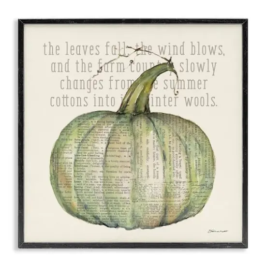 Stupell Industries Leaves Fall Green Pumpkin Framed Giclee Art {1}