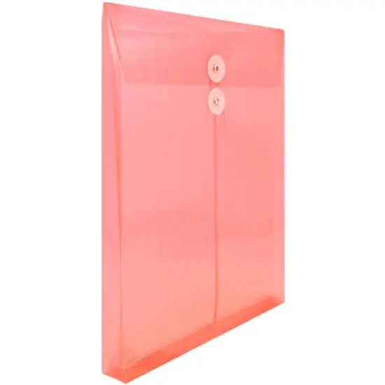 JAM Paper Letter Size Plastic Envelopes with Button & String Tie Closure, 12ct. Red {5}