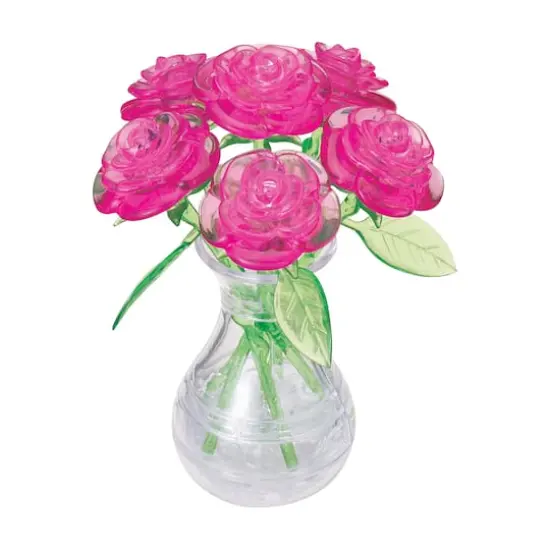 BePuzzled&reg; Original 3D Crystal Puzzle&trade; Pink Roses in a Vase 47 Piece Puzzle {1}