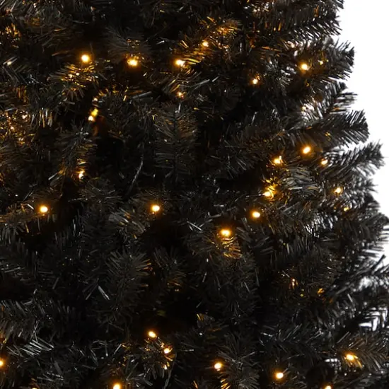 6ft. Pre-Lit Black Artificial Christmas Tree, Clear LED Lights {5}
