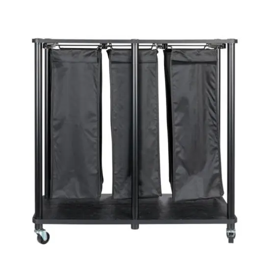 Household Essentials 3-Bag Laundry Sorter with Laminate Shelving Black {11}