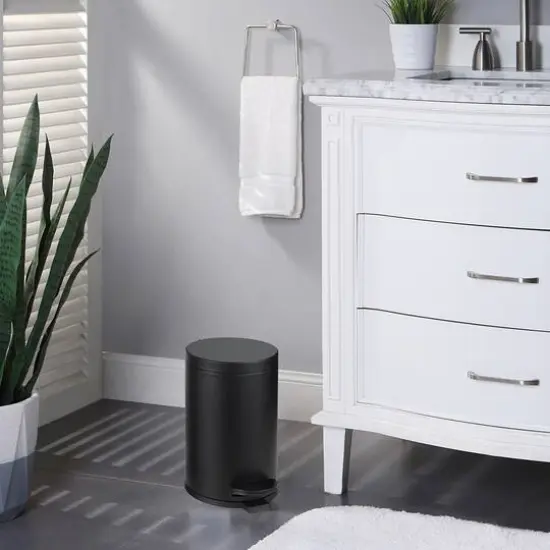 SunnyPoint Round Trash Can Black {5}