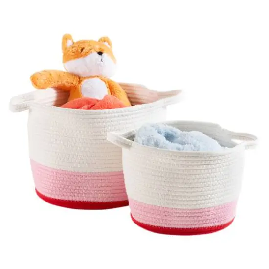 Honey Can Do Red & White Ombr&eacute; Nesting Cotton Rope Storage Basket Set {4}