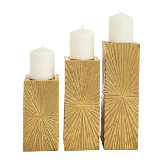 CosmoLiving by Cosmopolitan Gold MDF Contemporary Candle Holder, 12" x 10" x 8" {5}