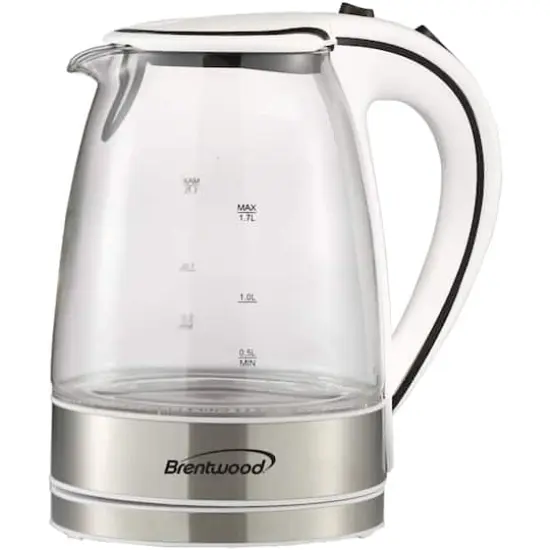 Brentwood 1.7L White Cordless Tempered Glass Electric Kettle {1}