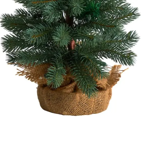3ft. Pre-Lit Green Pine Artificial Christmas Tree with Burlap Base, Warm White Lights {7}
