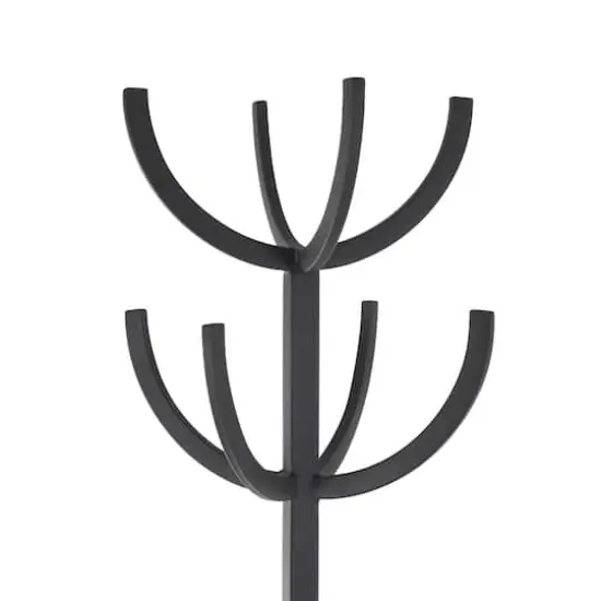 72" Black Metal 8 Hook Coat Rack with Ached Legs {6}