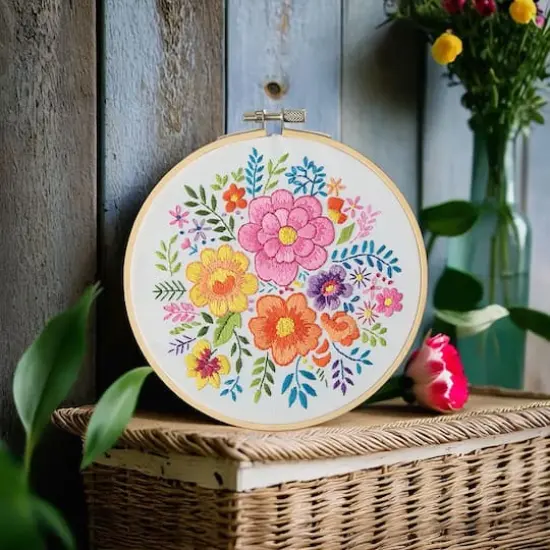 6" Floral Stamped Design Embroidery Kit with Hoop by Loops & Threads&reg; {6}