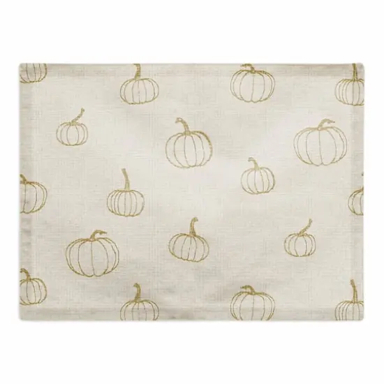 Mustard Yellow Mini Pumpkin Pattern Cotton Twill Placemat {1}