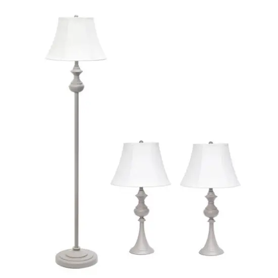 Lalia Home Gray Traditional Table and floor Lamp Set {1}
