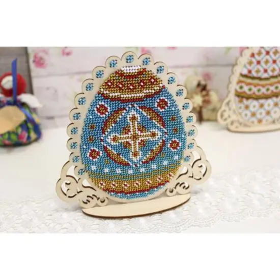 Mp Studia Blue Easter Egg Cross Stitch on Wood Kit {4}