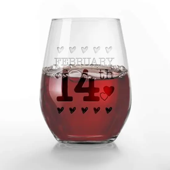 15oz. February 14th Engraved Stemless Wine Glass {3}