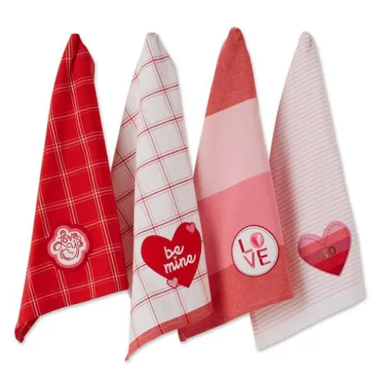 Asst Love Embellished Dishtowel (Set of 4) {1}