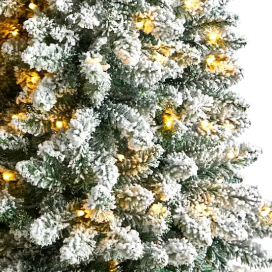 5ft. Pre-Lit Flocked Montreal Fir Artificial Christmas Tree, Warm White LED Lights {5}