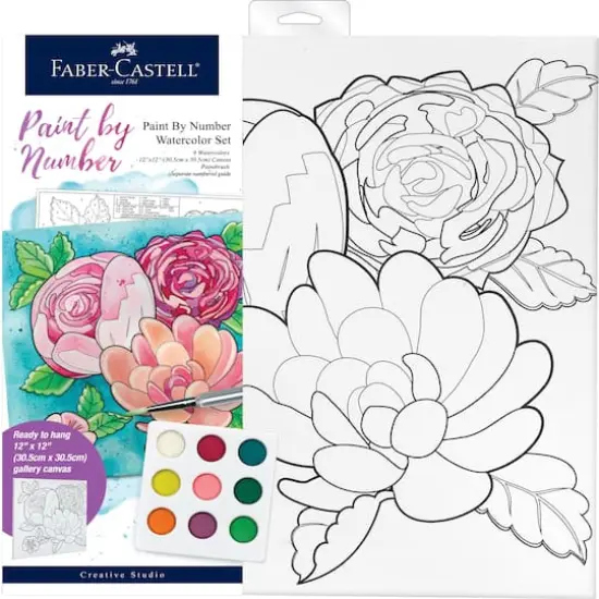 Faber-Castell Bold Floral Paint by Number Watercolor Set {1}