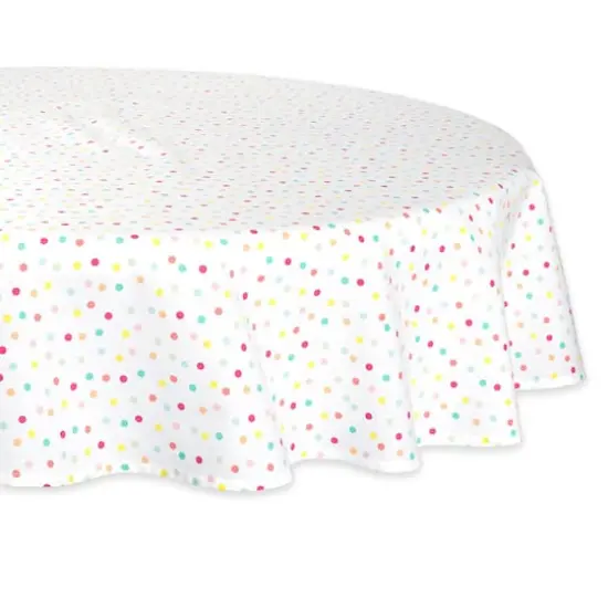 DII&reg; 70" Round Multicolor Polka Dots Print Tablecloth {1}