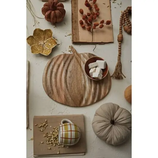 Hello Honey&reg; 15" NaturalPumpkin Mango Wood Cutting Board {3}