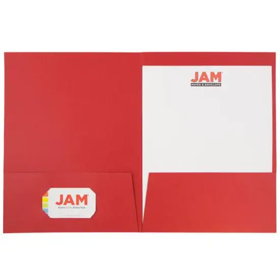 JAM Paper 2-Pocket Textured Linen Business Folders, 6ct. Red {5}