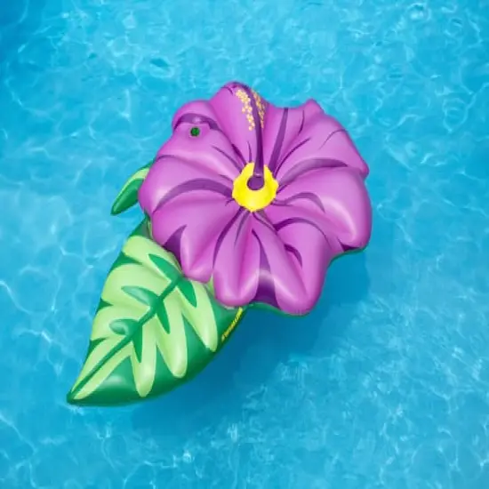 6ft. Inflatable Green & Pink Hibiscus Flower Pool Float {4}