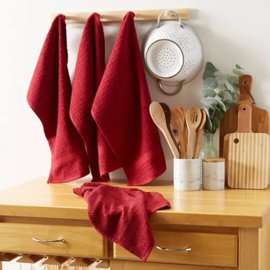 DII&reg; Solid Barn Red Waffle Terry Dishtowels, 4ct. {4}