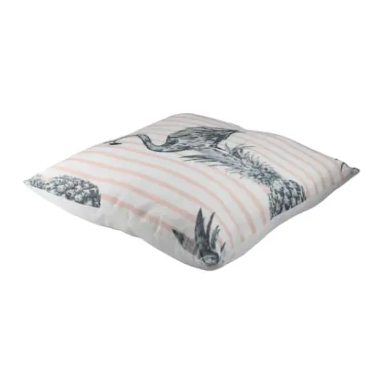 17" Peach Stripe Flamingo & Pineapple Throw Pillow {3}