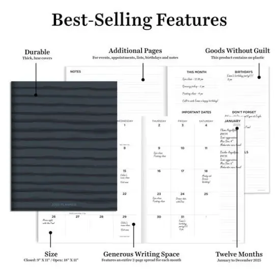 TF Publishing 2025 Navy Stripes Large Monthly Planner {6}